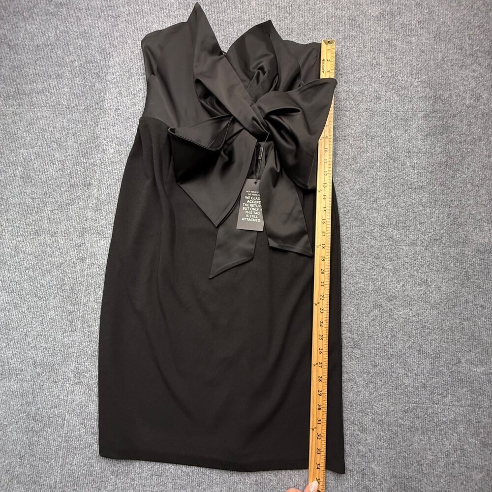 WHBM Black Satin Strapless Bow Dress Size 14 Cocktail Event Party Holiday NEW - Picture 11 of 12